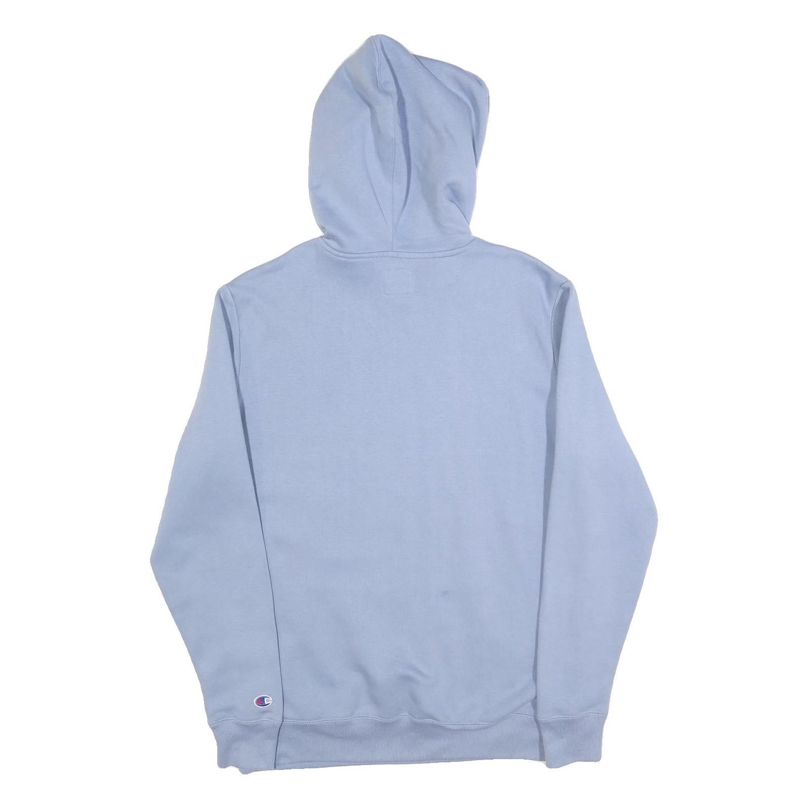 CHAMPION Mens Light Blue Hoodie S Classic Logo Cotton Blend Pullover