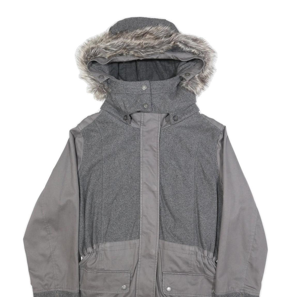 TIMBERLAND Womens Grey Zip Jacket L Cotton Blend Hooded Casual Winter