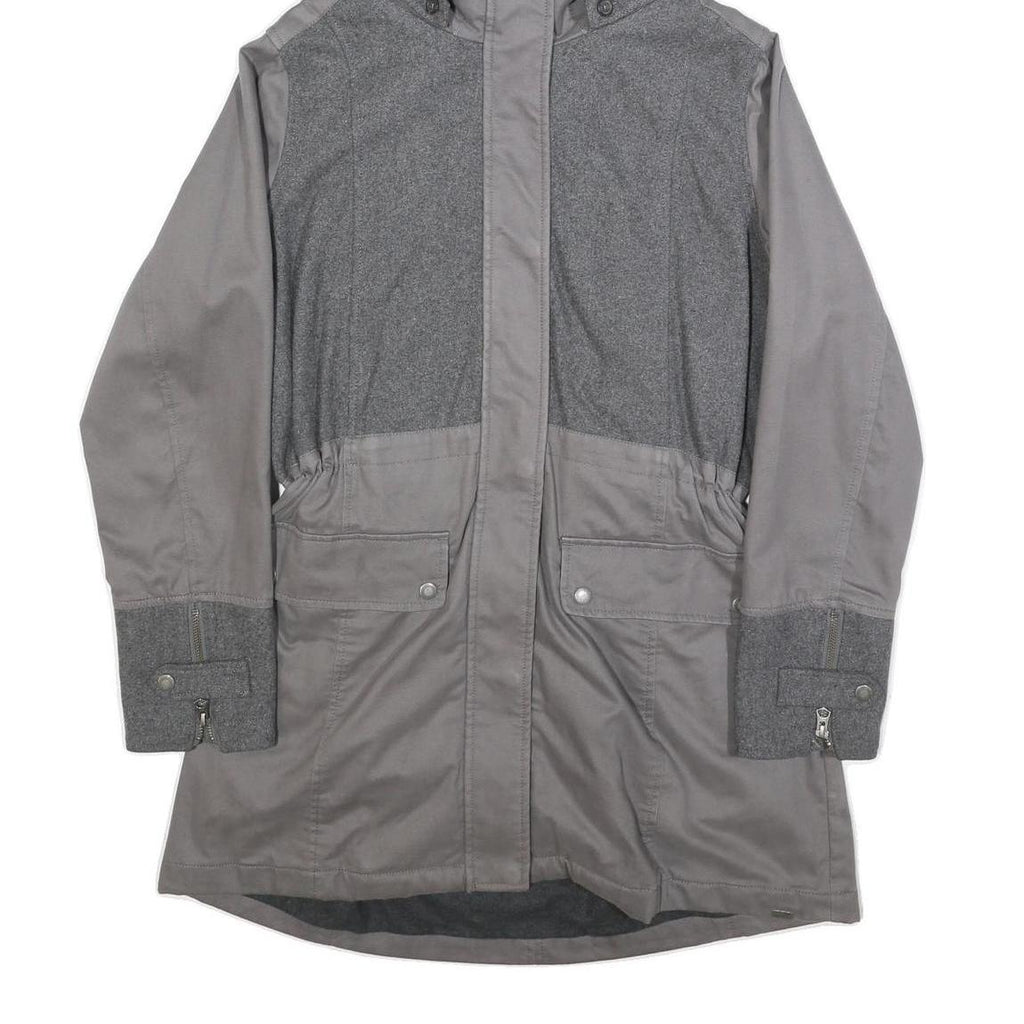 TIMBERLAND Womens Grey Zip Jacket L Cotton Blend Hooded Casual Winter