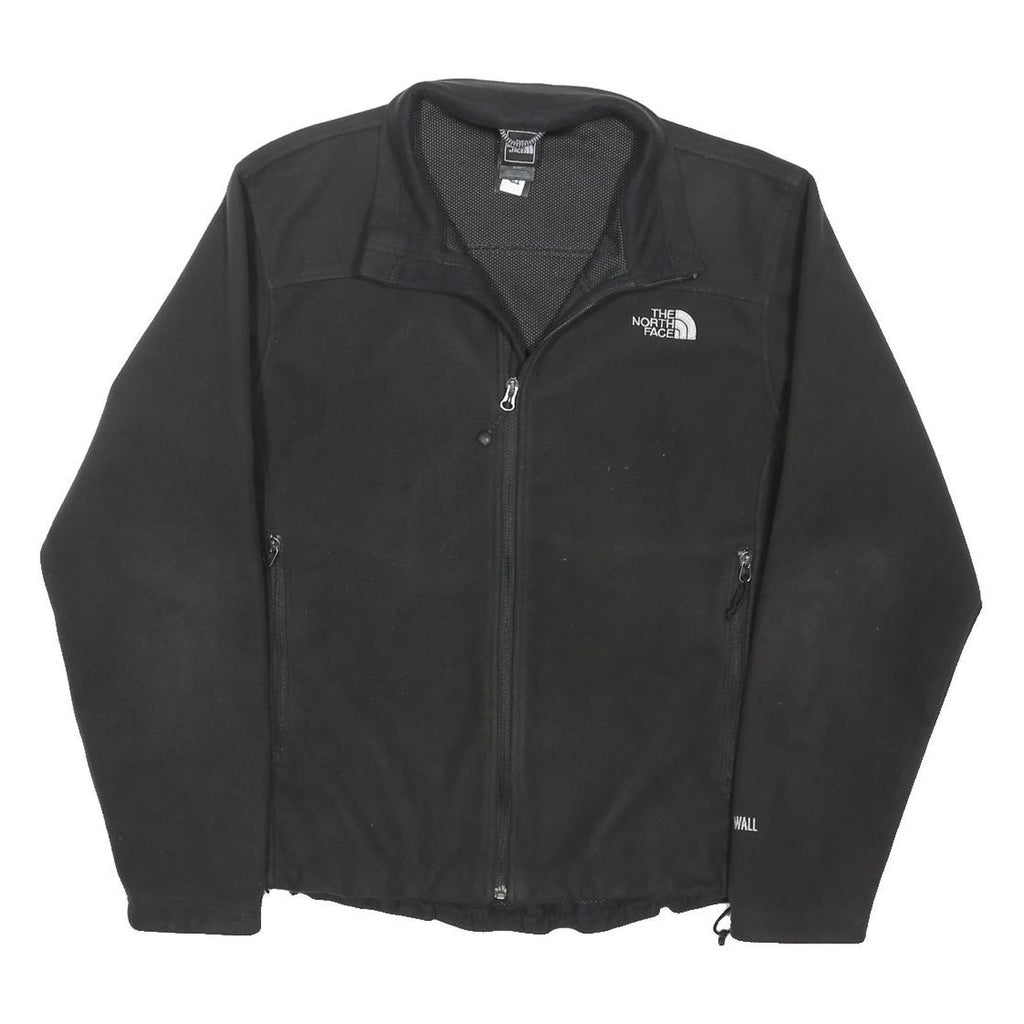 THE NORTH FACE Mens Black Fleece Jacket L Polyester Blend Woven Zip Stand-Up
