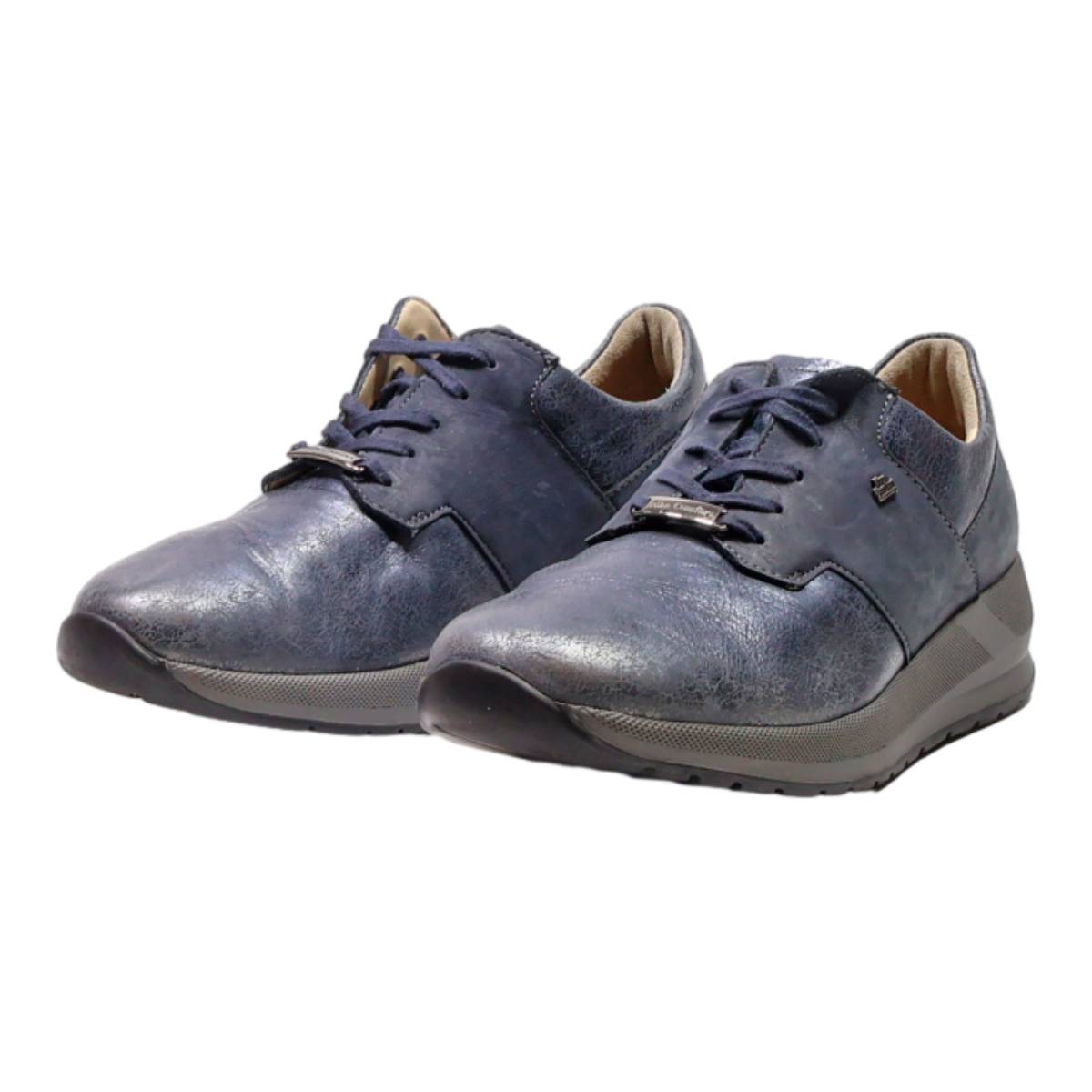 FINN COMFORT Sneaker Trainers Grey Leather Mens UK 6.5