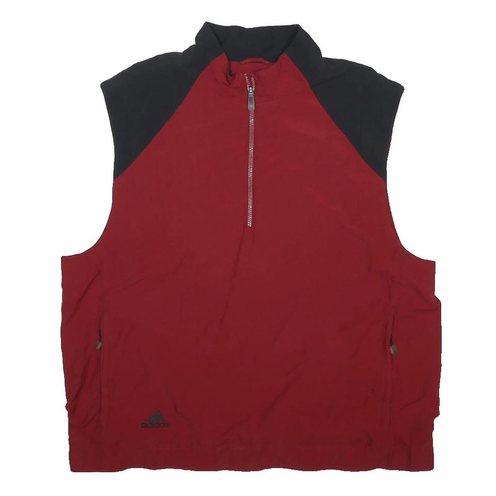ADIDAS Mens Red & Black Sleeveless Zip Jacket L Polyester Sportswear Casual