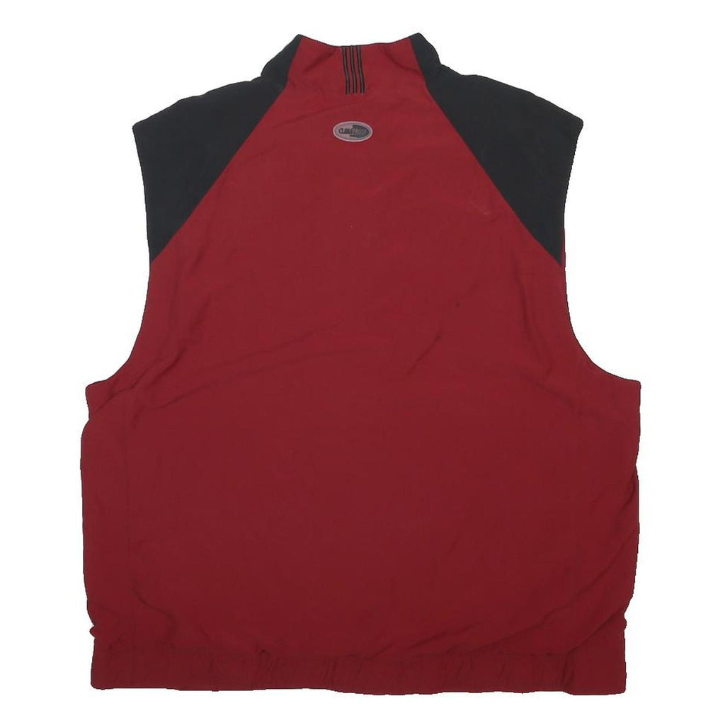 ADIDAS Mens Red & Black Sleeveless Zip Jacket L Polyester Sportswear Casual