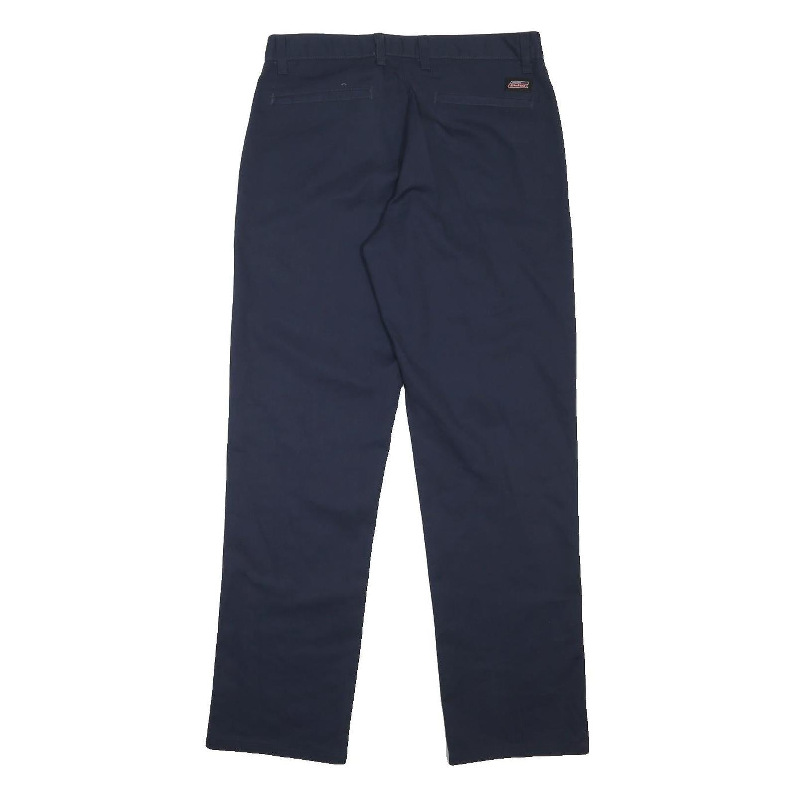 DICKIES Mens Cotton Blend Navy Regular Fit Straight Leg Trousers W32 L32