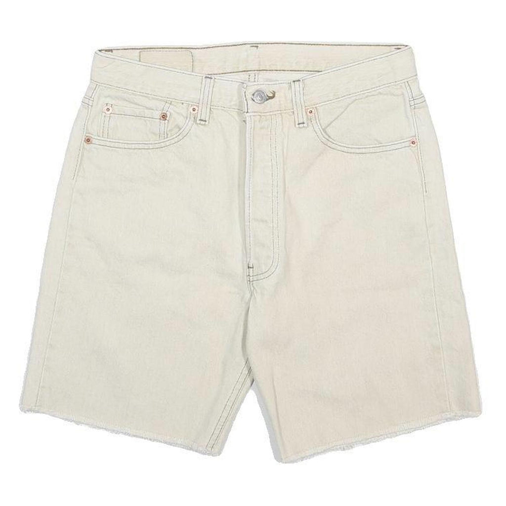 LEVI'S Mens Shorts White Casual Cotton M W30 Denim 501 Raw Hem