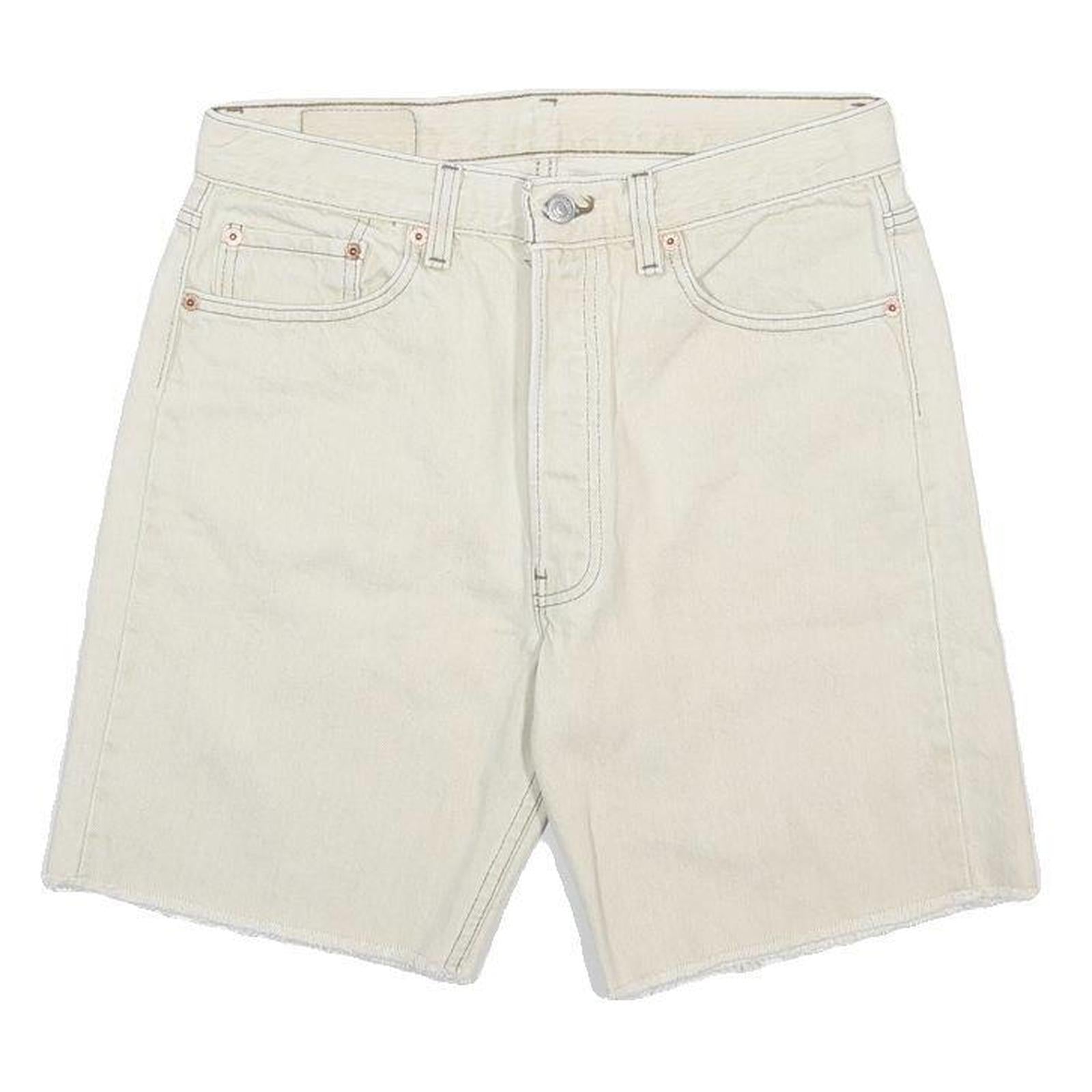 LEVI'S Mens Shorts White Casual Cotton M W30 Denim 501 Raw Hem