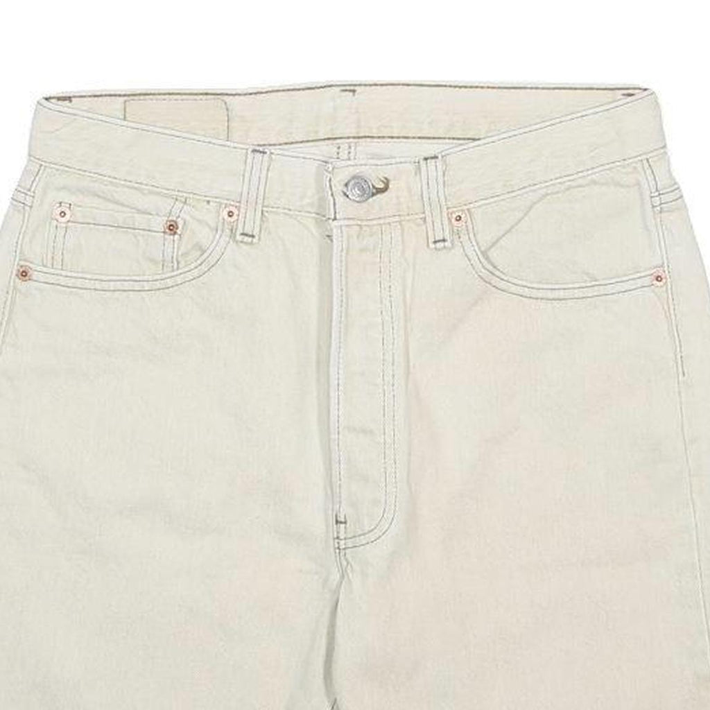 LEVI'S Mens Shorts White Casual Cotton M W30 Denim 501 Raw Hem