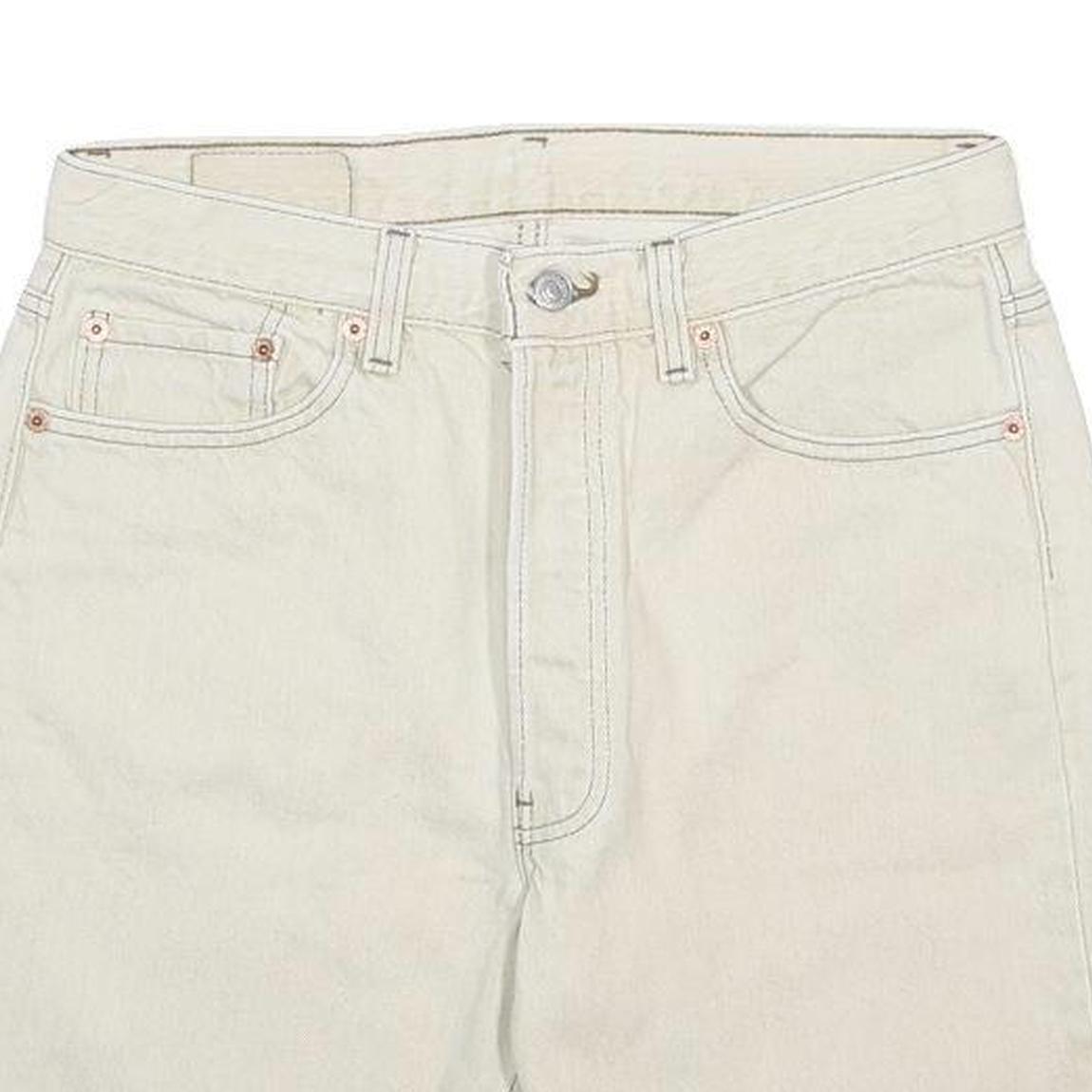 LEVI'S Mens Shorts White Casual Cotton M W30 Denim 501 Raw Hem
