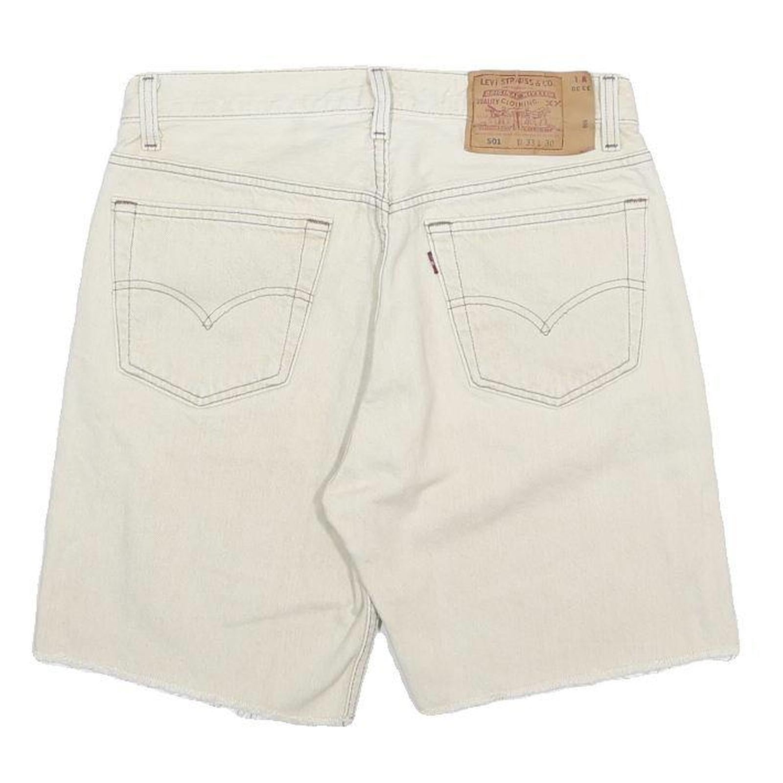 LEVI'S Mens Shorts White Casual Cotton M W30 Denim 501 Raw Hem