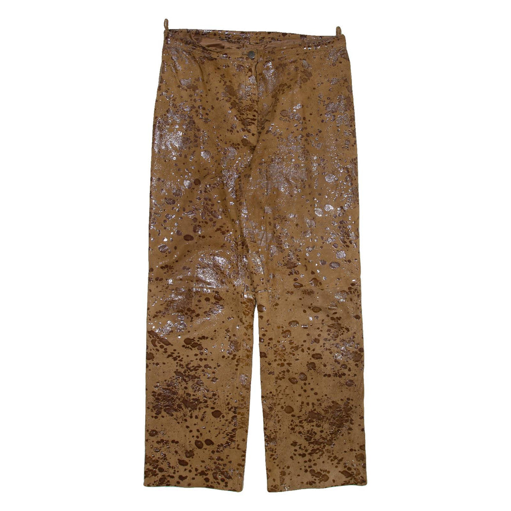 Womens Trousers Brown Regular Straight Faux Suede W30 L28