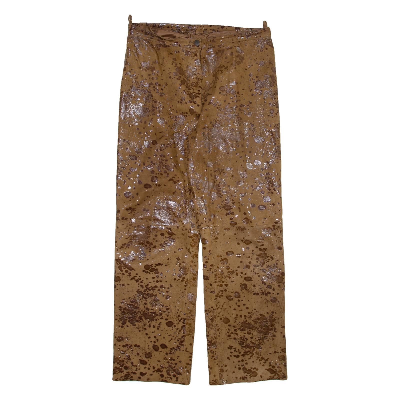 Womens Trousers Brown Regular Straight Faux Suede W30 L28