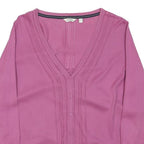 FAT FACE Womens Pink Patterned V-Neck Button Up Jumper Cotton Blend L