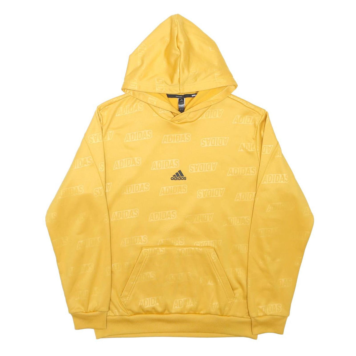 ADIDAS Mens Yellow Hoodie M Cotton Blend Pullover Sweatshirt Logo