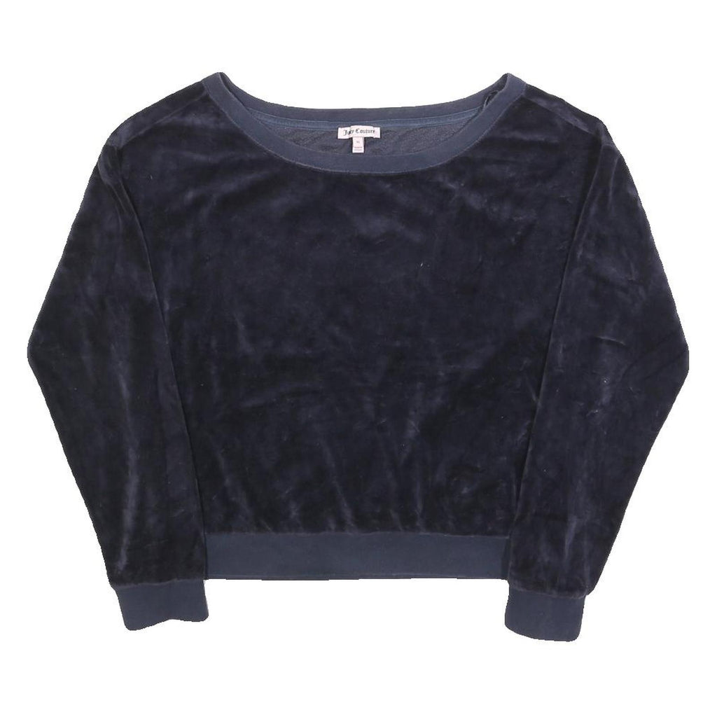 JUICY COUTURE Womens Navy Blue Crew Neck M Plush Velour Sweatshirt Casual