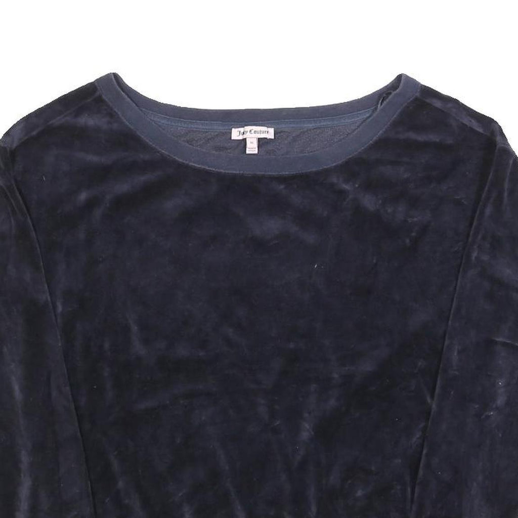 JUICY COUTURE Womens Navy Blue Crew Neck M Plush Velour Sweatshirt Casual
