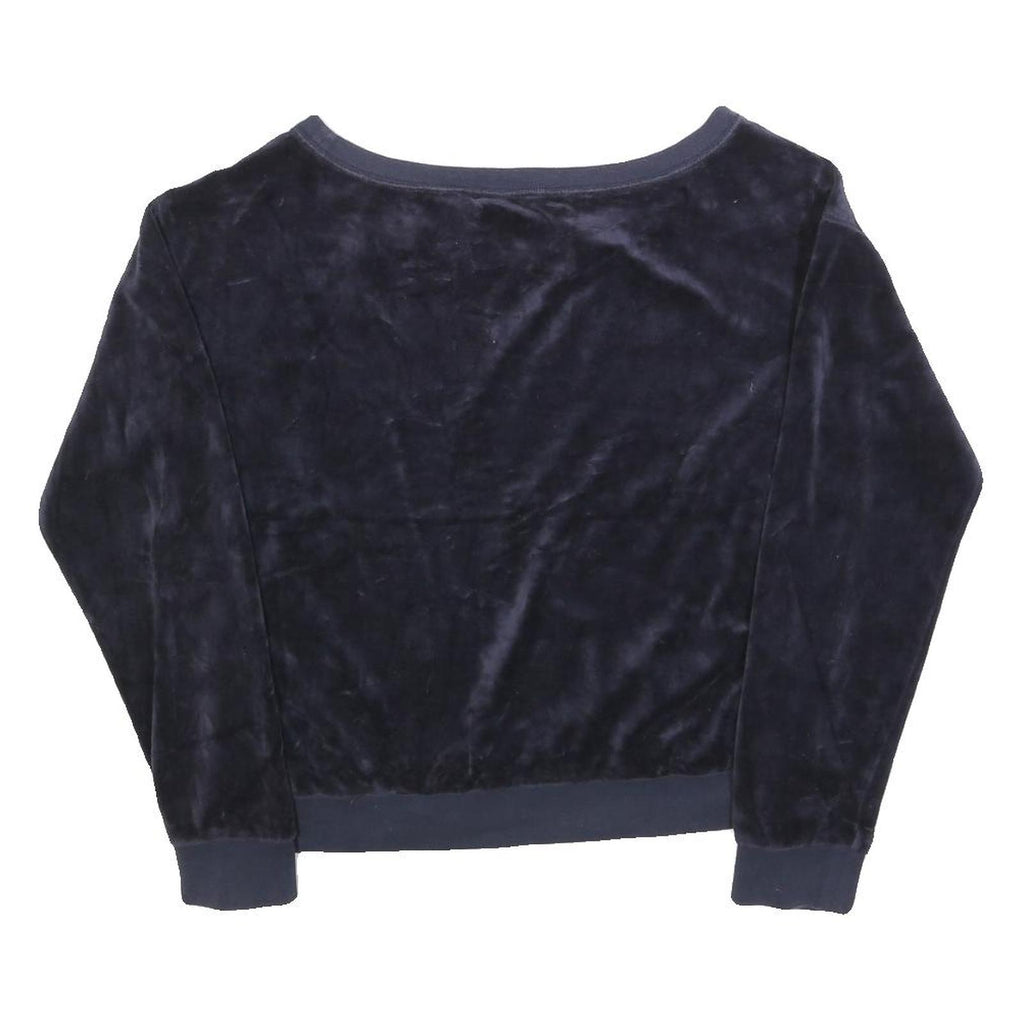JUICY COUTURE Womens Navy Blue Crew Neck M Plush Velour Sweatshirt Casual