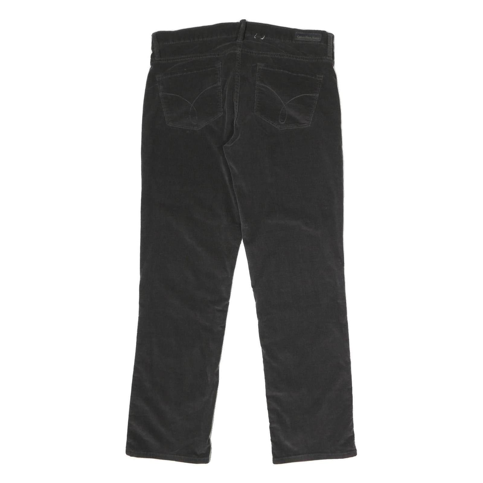 CALVIN KLEIN JEANS Womens Cotton Blend Black Regular Straight Trousers W34 L30