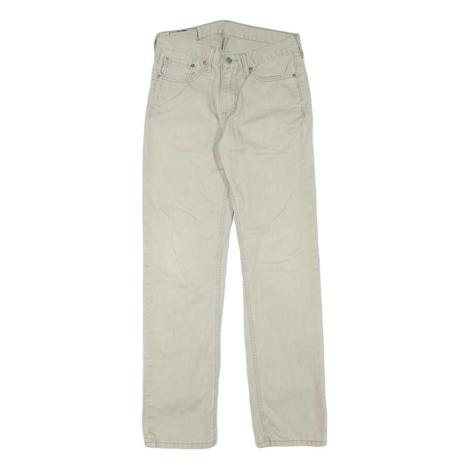 LEVI'S Mens Regular Beige Cotton Blend Trousers W28 L31 Zip Pockets Classic