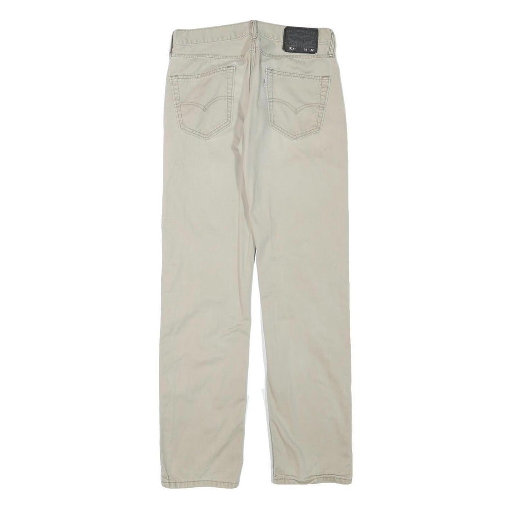 LEVI'S Mens Regular Beige Cotton Blend Trousers W28 L31 Zip Pockets Classic
