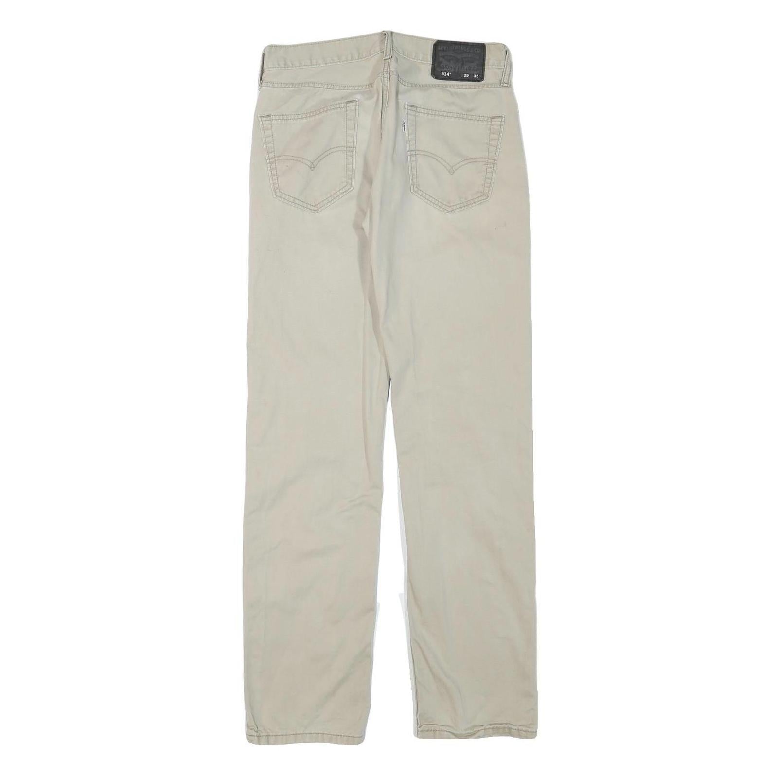 LEVI'S Mens Regular Beige Cotton Blend Trousers W28 L31 Zip Pockets Classic