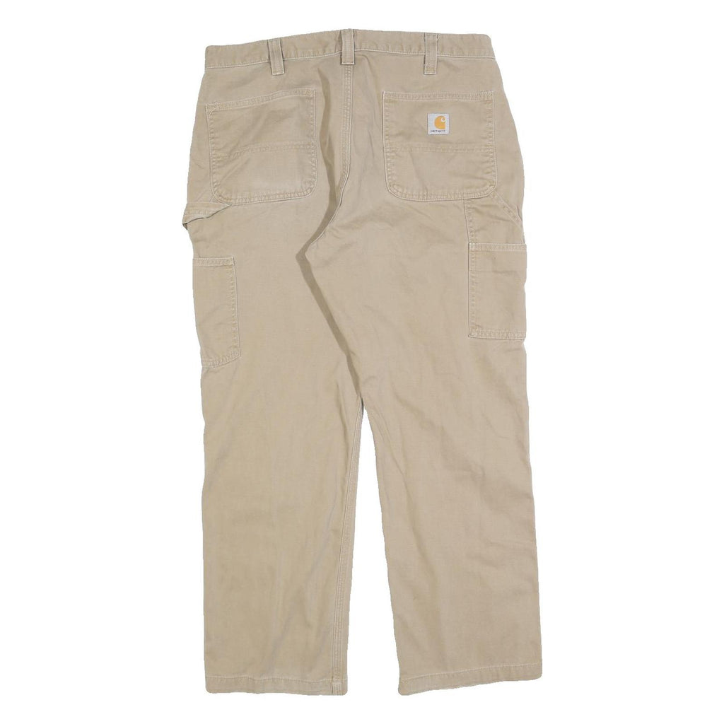 CARHARTT Mens Beige Cotton Blend Regular Fit Straight Leg Trousers W36 L30
