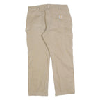 CARHARTT Mens Beige Cotton Blend Regular Fit Straight Leg Trousers W36 L30