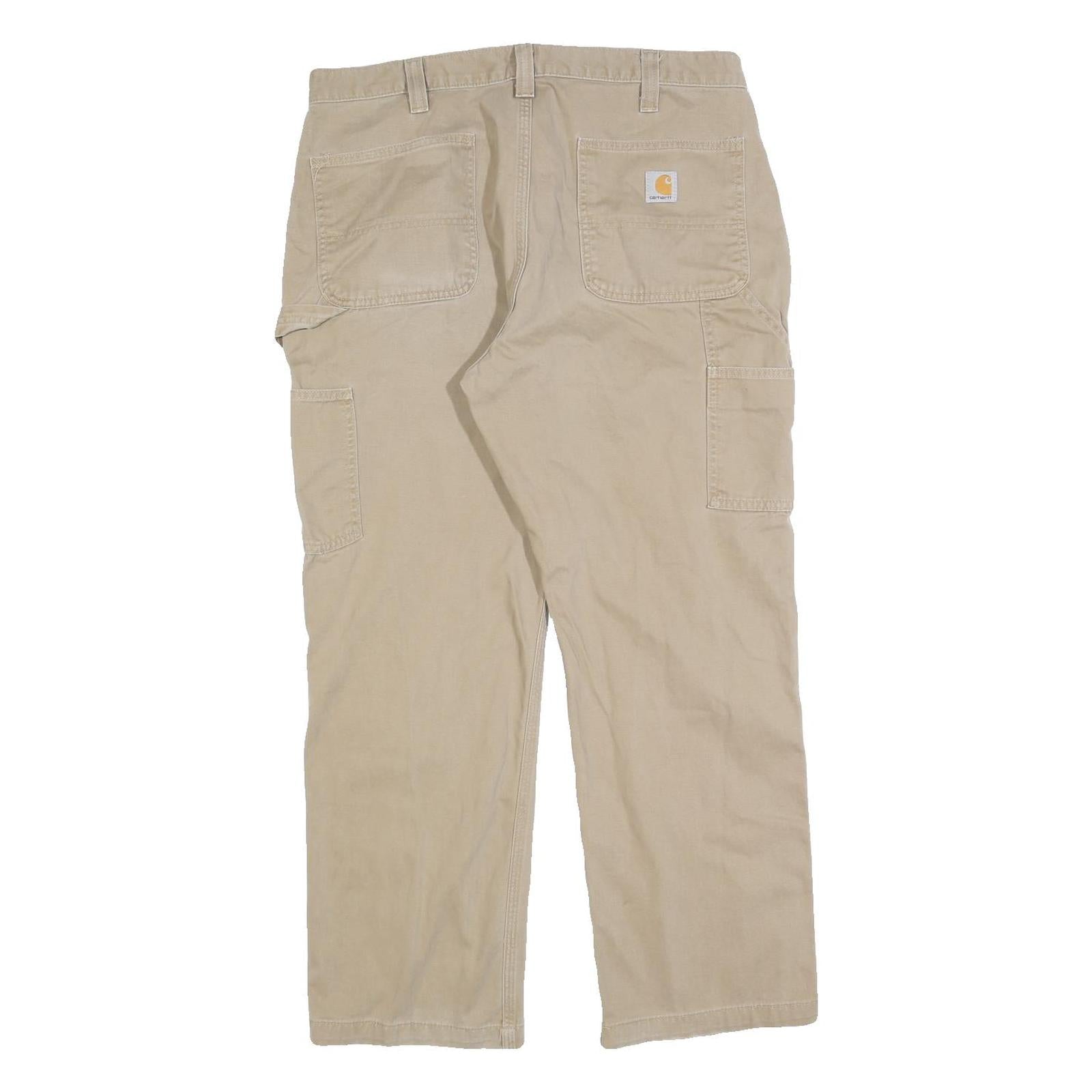 CARHARTT Mens Beige Cotton Blend Regular Fit Straight Leg Trousers W36 L30