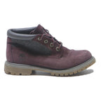 TIMBERLAND Womens Burgundy Lace-Up Leather Synthetic Boots UK 4 Stylish Durable