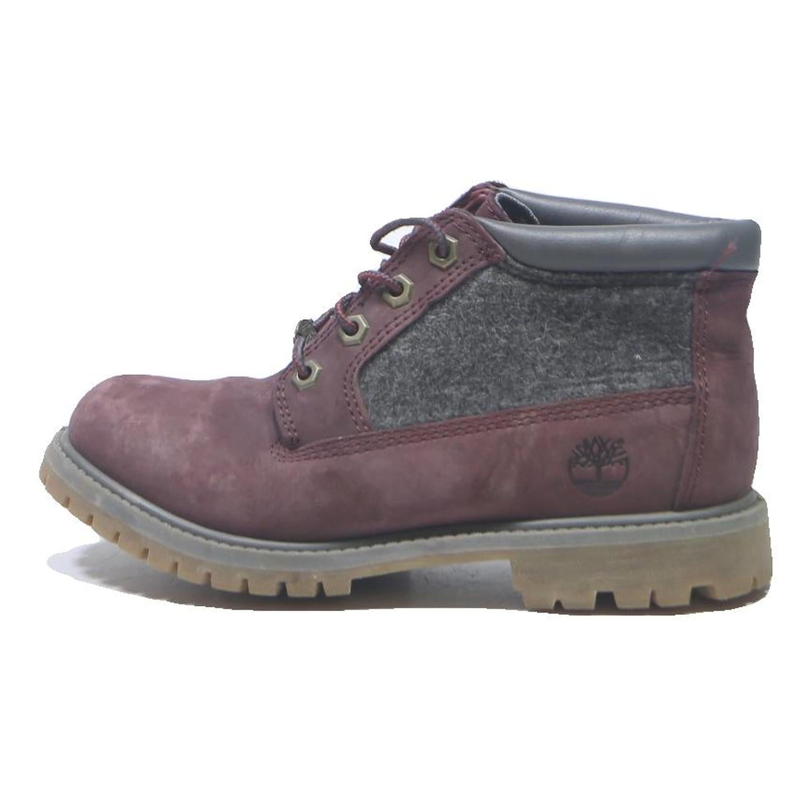 TIMBERLAND Womens Burgundy Lace-Up Leather Synthetic Boots UK 4 Stylish Durable