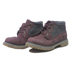 TIMBERLAND Womens Burgundy Lace-Up Leather Synthetic Boots UK 4 Stylish Durable