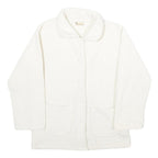 PETIT MARAIS Womens White Fleece Button Jacket L Comfortable Warm Outerwear