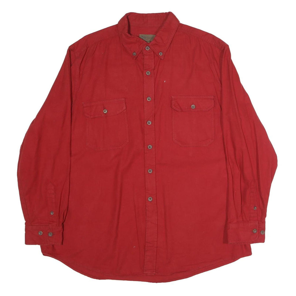 FADED GLORY Mens Red Cotton Shirt XL Button-Down Collar Casual Long Sleeve