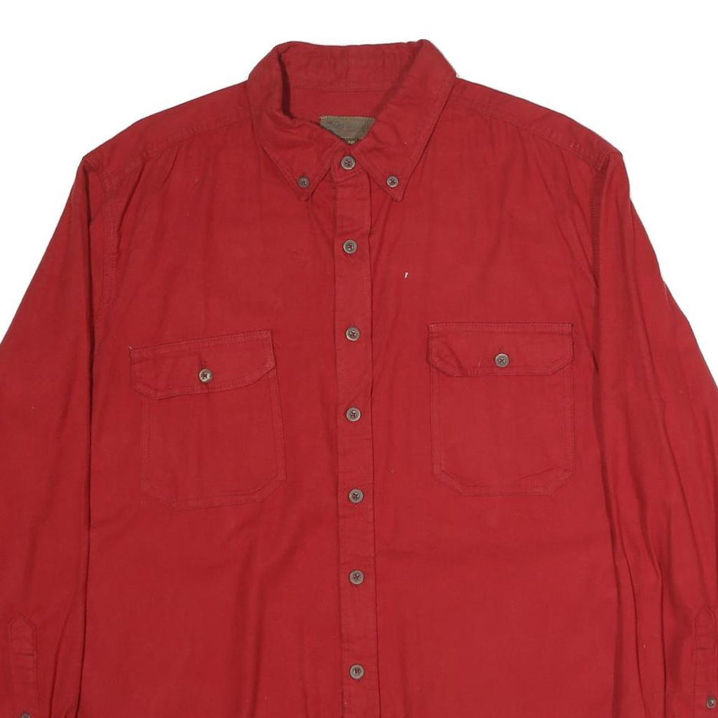 FADED GLORY Mens Red Cotton Shirt XL Button-Down Collar Casual Long Sleeve