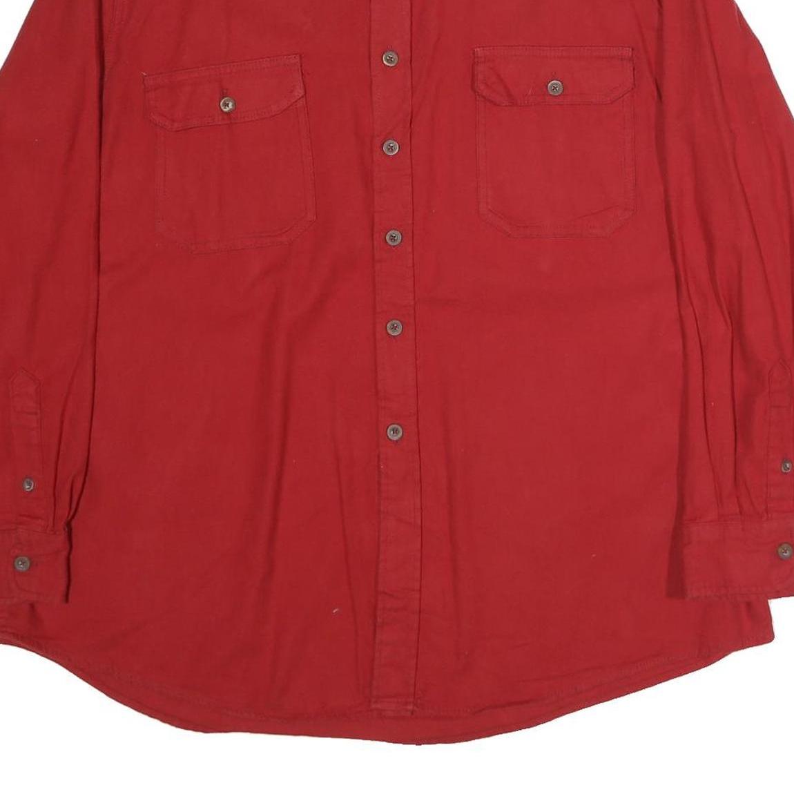 FADED GLORY Mens Red Cotton Shirt XL Button-Down Collar Casual Long Sleeve