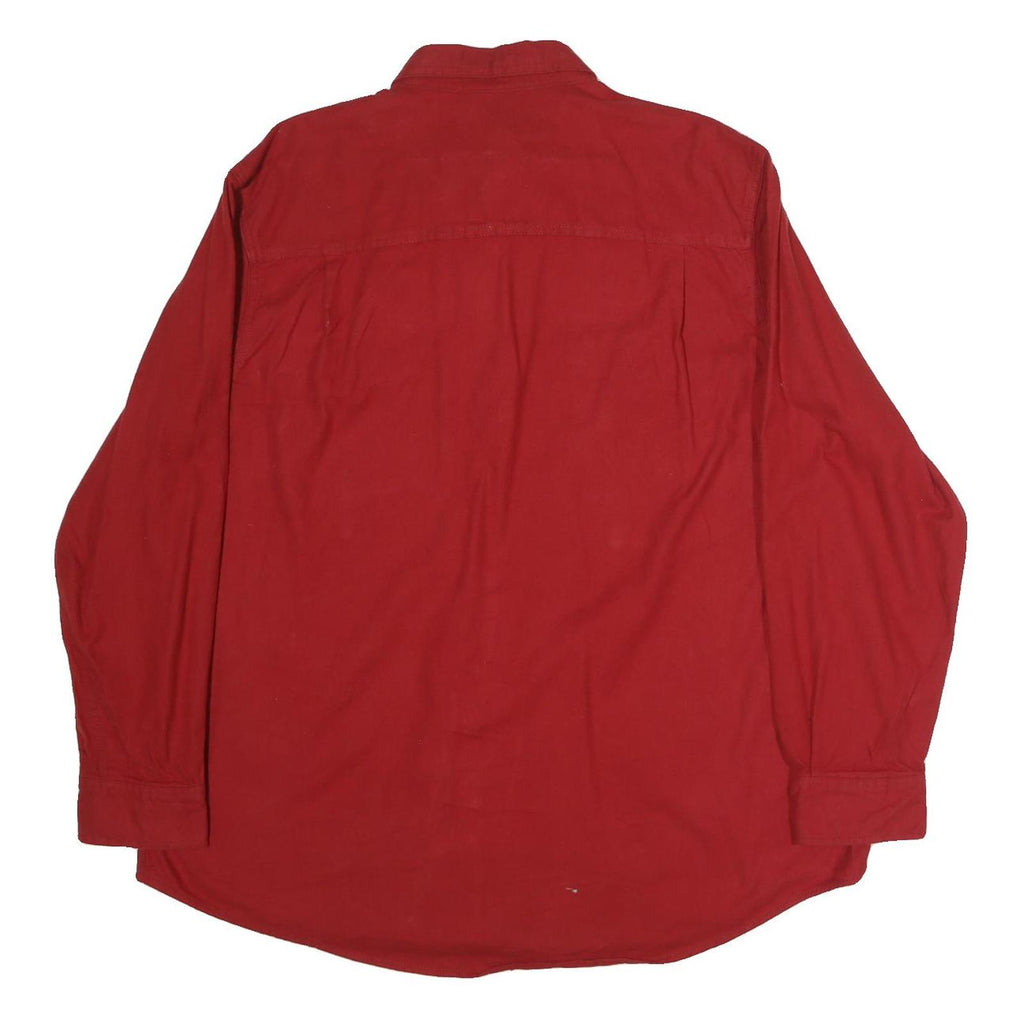 FADED GLORY Mens Red Cotton Shirt XL Button-Down Collar Casual Long Sleeve