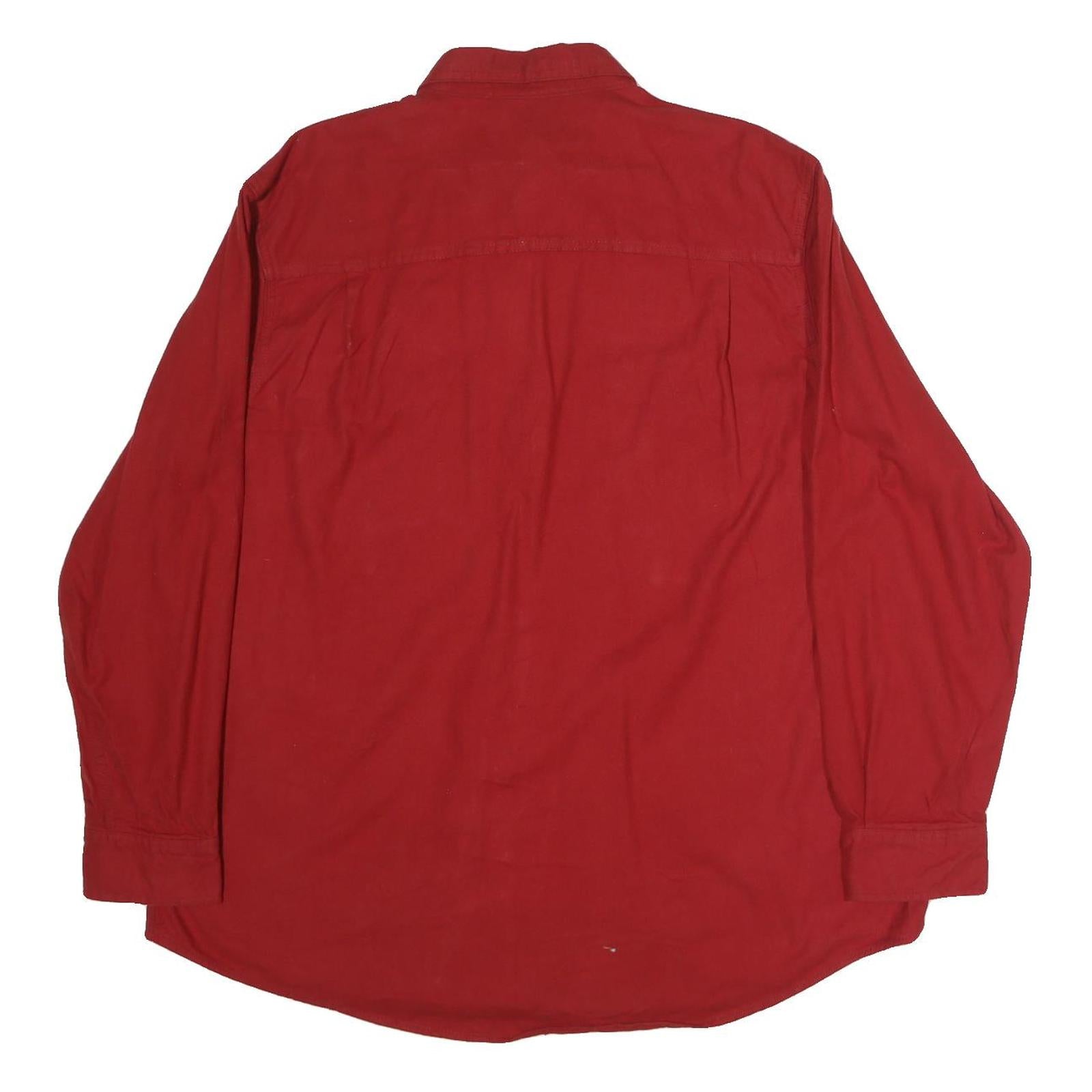 FADED GLORY Mens Red Cotton Shirt XL Button-Down Collar Casual Long Sleeve