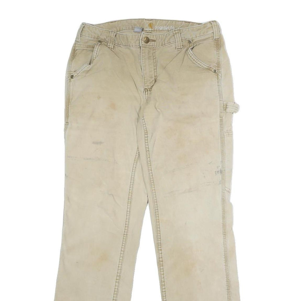 CARHARTT Womens Classic Beige Cotton Blend Jeans W28 L30 Utility Zip