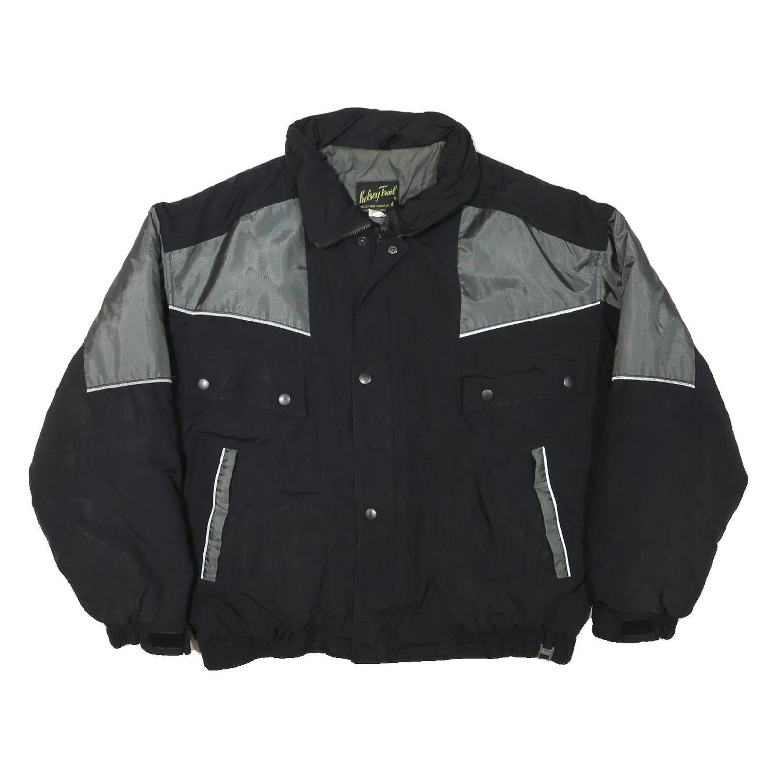 KELSEY THAIL Mens Black & Grey Zip Jacket XL Polyester Blend Colourblock Outdoor