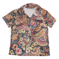 Womens Black Red Floral Printed Viscose Shirt Short Sleeve Collared L