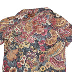 Womens Black Red Floral Printed Viscose Shirt Short Sleeve Collared L