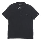 DKNY Mens Black Cotton Blend Polo Shirt M Short Sleeve Classic Fit Embroidered