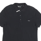 DKNY Mens Black Cotton Blend Polo Shirt M Short Sleeve Classic Fit Embroidered