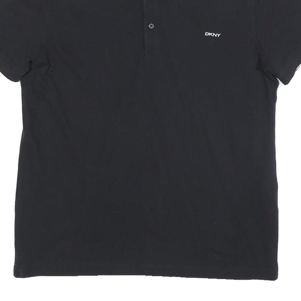 DKNY Mens Black Cotton Blend Polo Shirt M Short Sleeve Classic Fit Embroidered