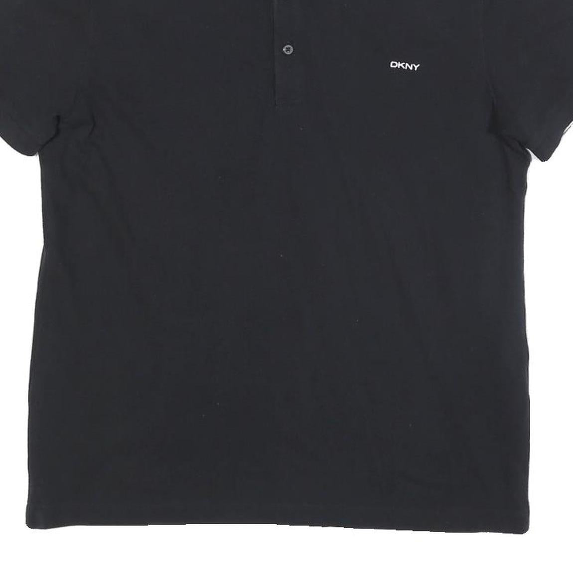 DKNY Mens Black Cotton Blend Polo Shirt M Short Sleeve Classic Fit Embroidered