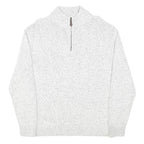 CHAPS Mens White Pullover Plain Half Zip Basic Knit XL Cotton Jumper
