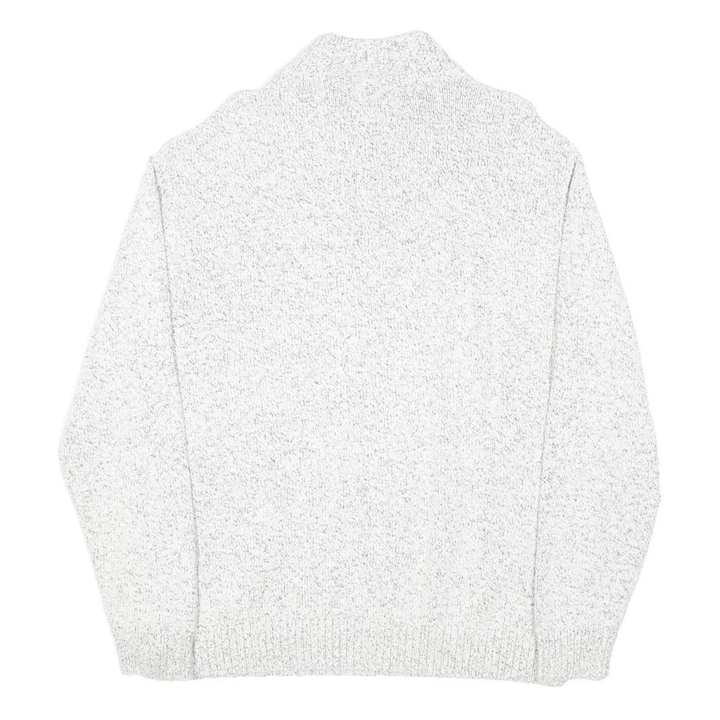 CHAPS Mens White Pullover Plain Half Zip Basic Knit XL Cotton Jumper