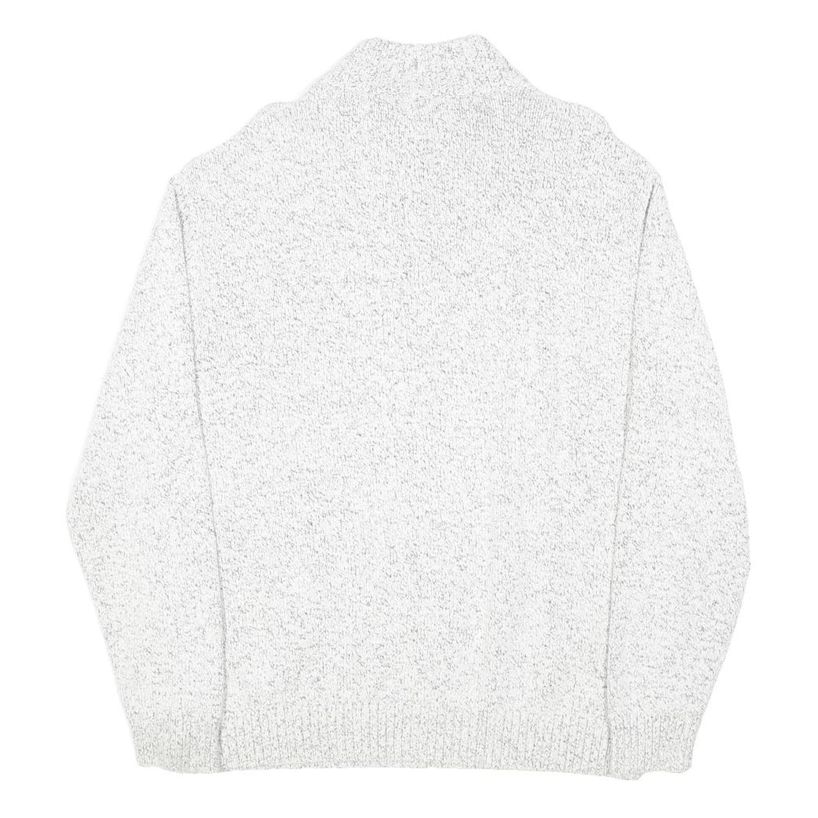 CHAPS Mens White Pullover Plain Half Zip Basic Knit XL Cotton Jumper
