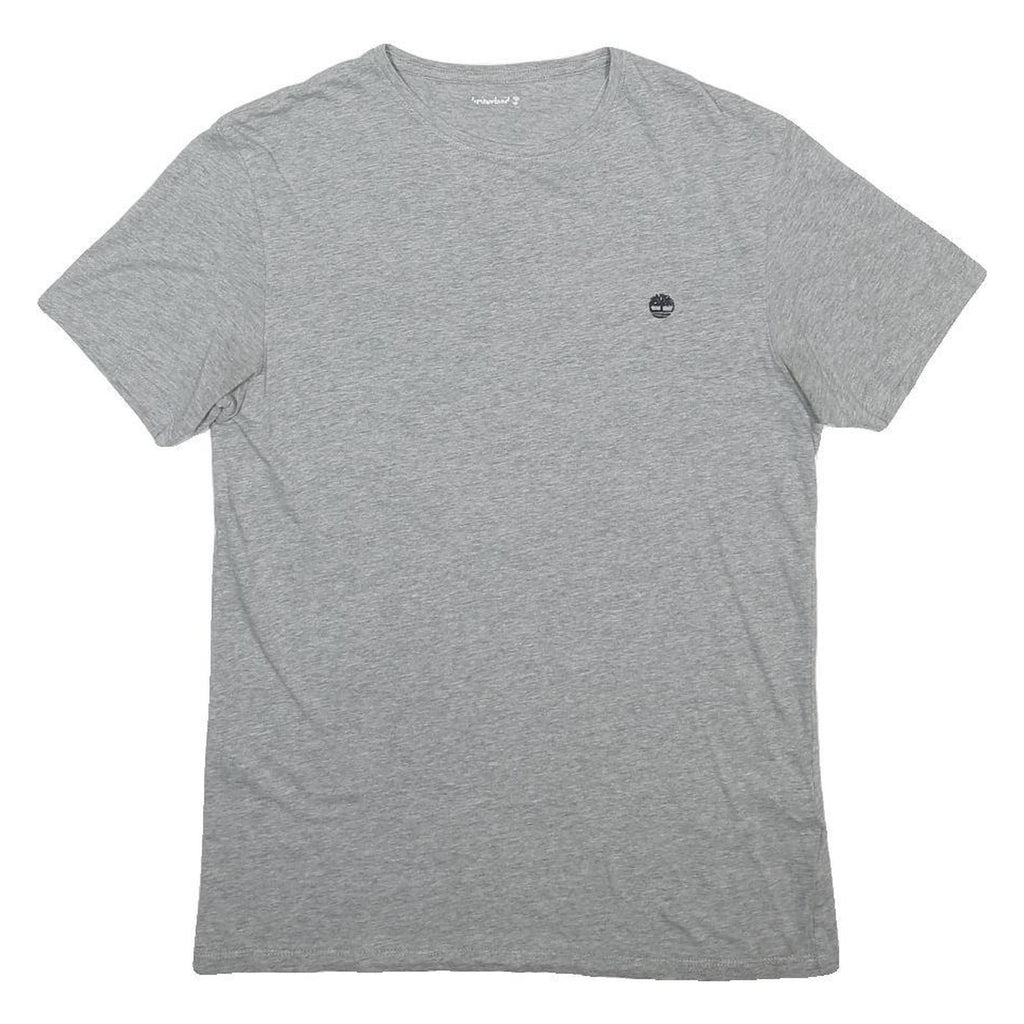TIMBERLAND Mens Grey Plain T-Shirt S Short Sleeve Crew Neck Cotton Blend