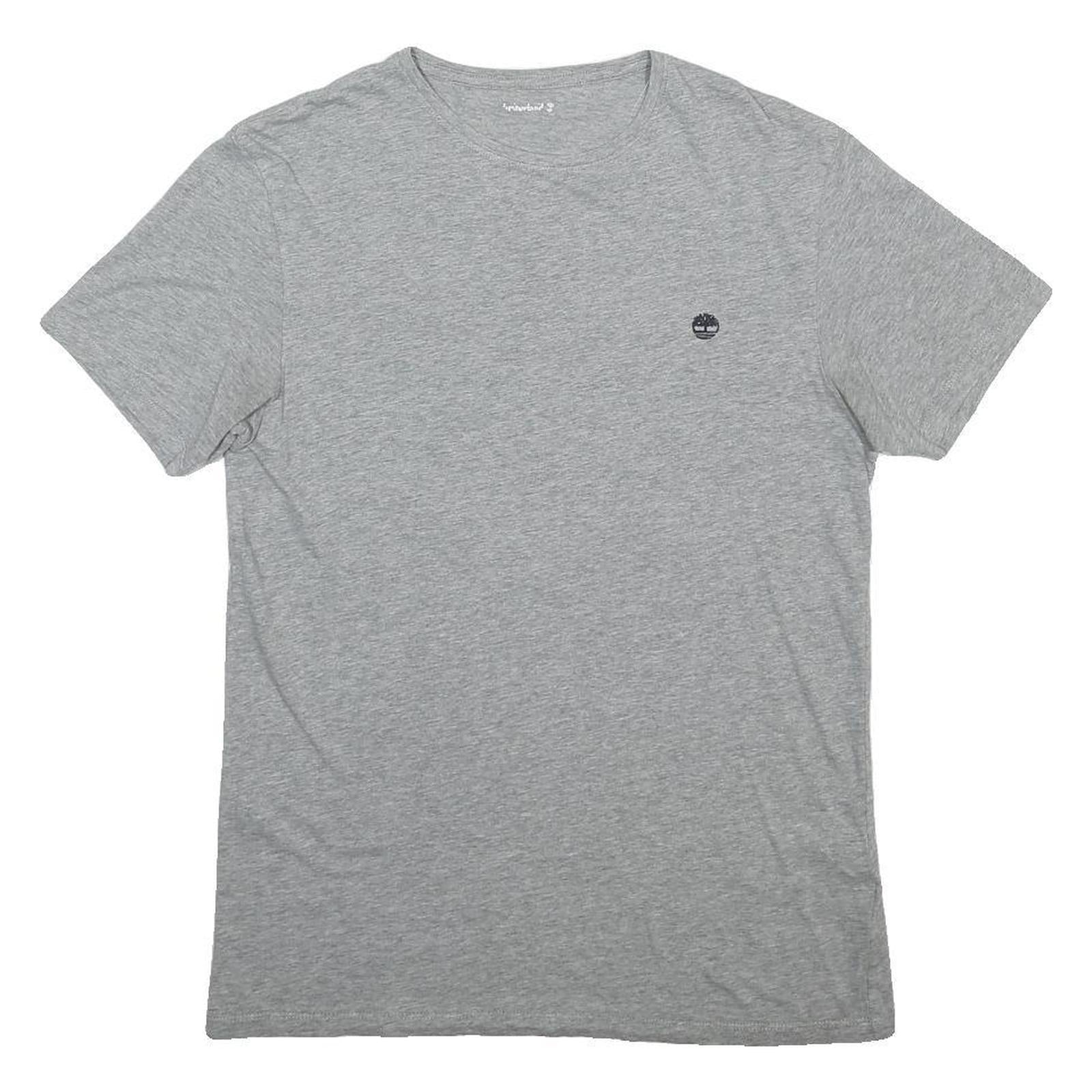 TIMBERLAND Mens Grey Plain T-Shirt S Short Sleeve Crew Neck Cotton Blend