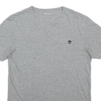 TIMBERLAND Mens Grey Plain T-Shirt S Short Sleeve Crew Neck Cotton Blend
